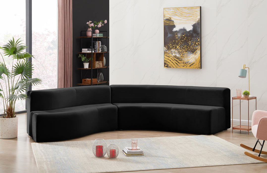 Curl Black Velvet 2pc. Sectional