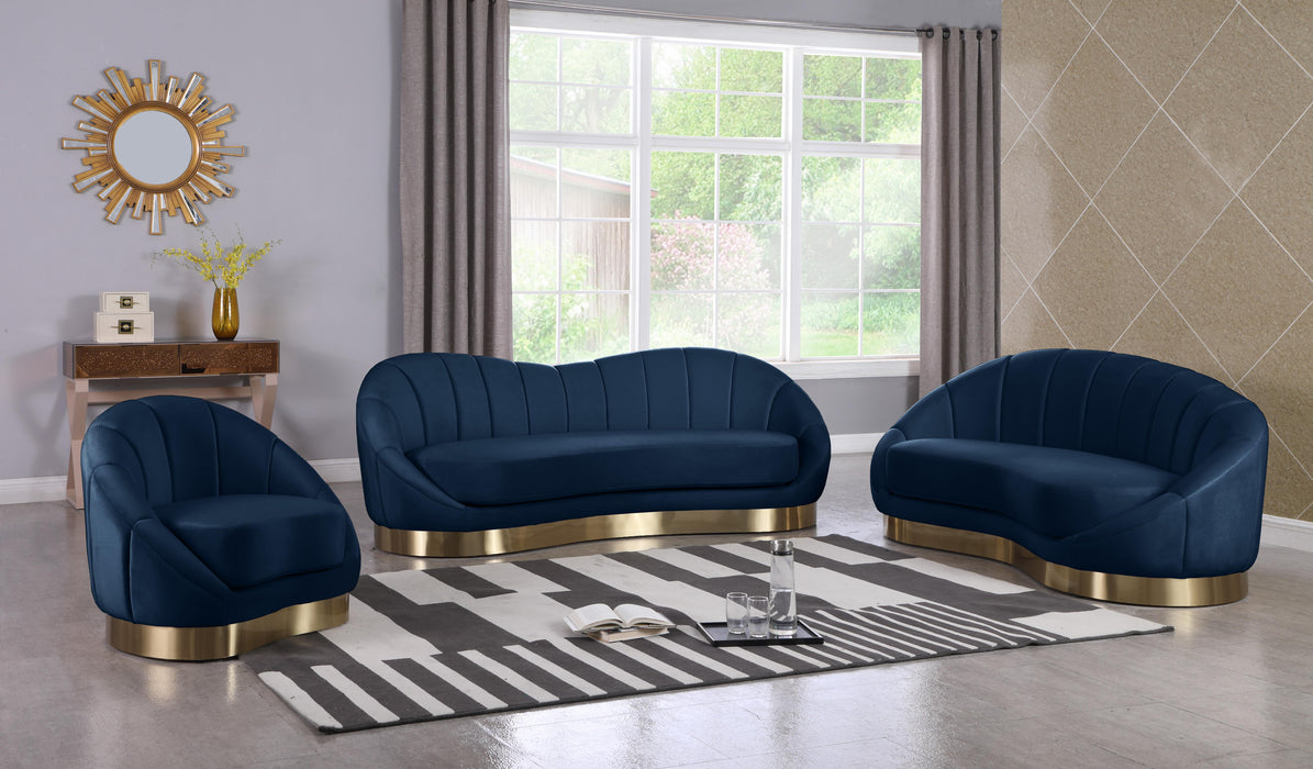 Shelly Navy Velvet Chaise - Furniture Stars (Chicago, IL)