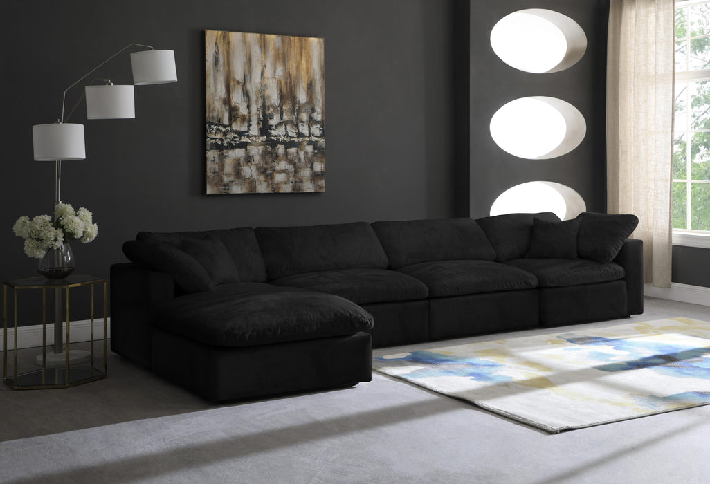 Cozy Black Velvet Cloud Modular Sectional