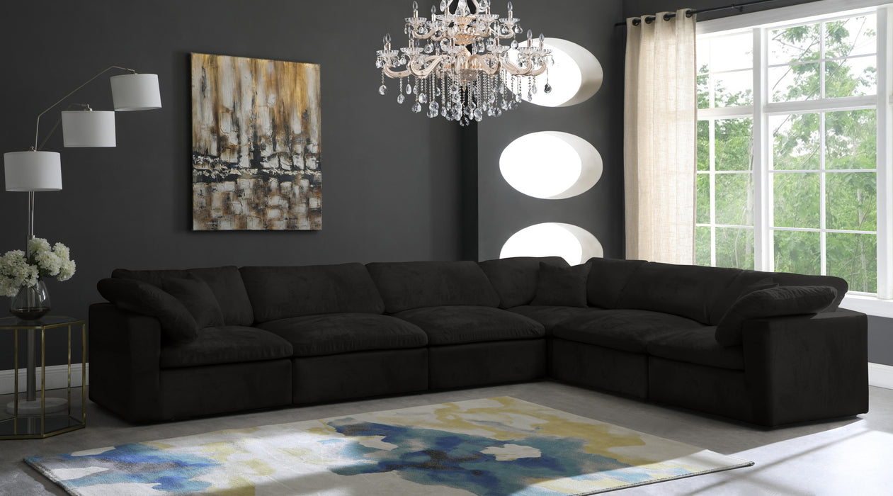 Cozy Black Velvet Cloud Modular Sectional