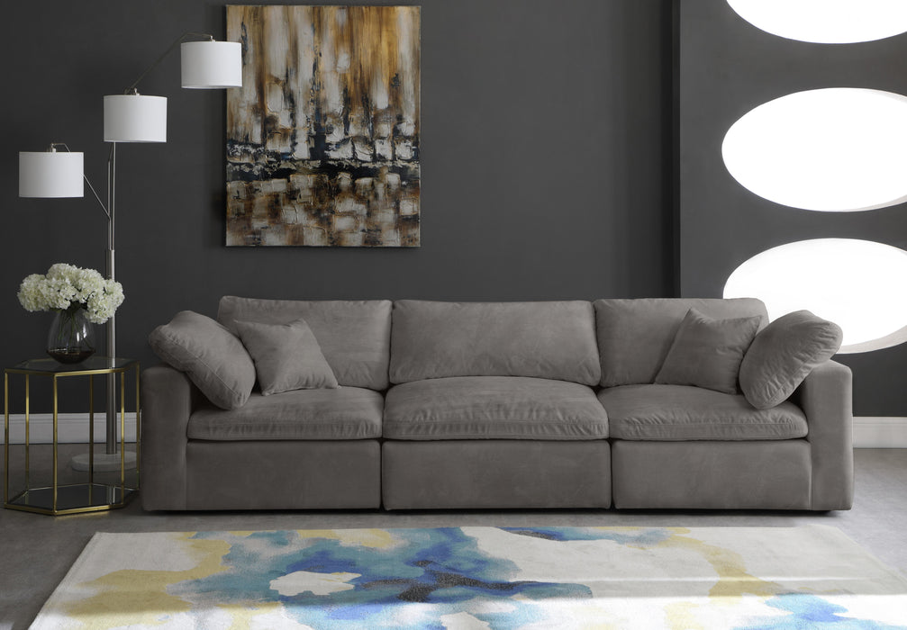 Cozy Grey Velvet Cloud Modular Sofa