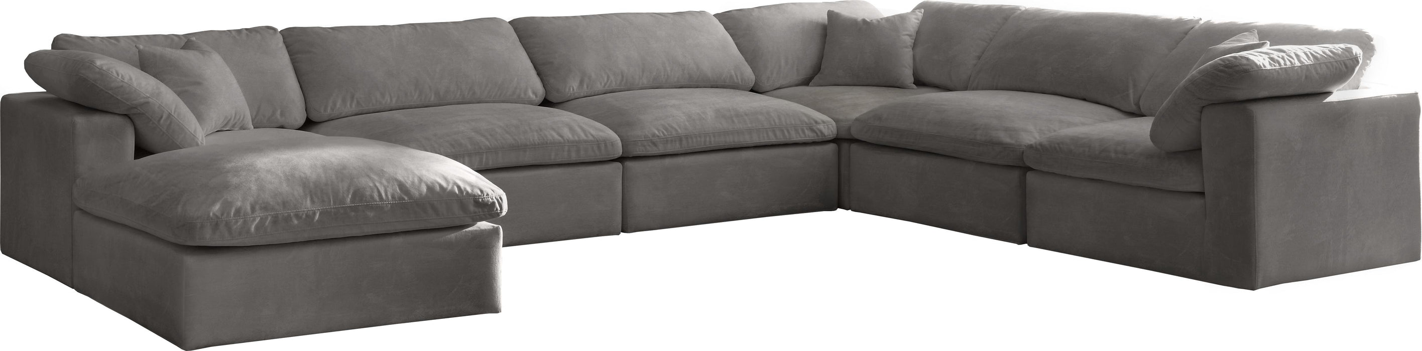 Cozy Grey Velvet Cloud Modular Sectional