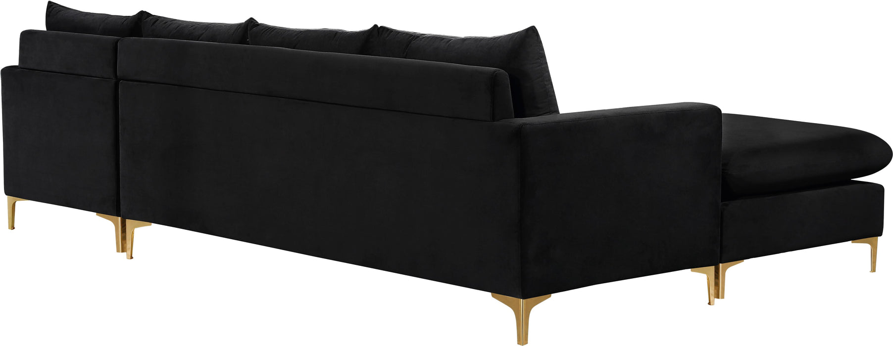 Naomi Black Velvet 2pc. Reversible Sectional - Furniture Stars (Chicago, IL)