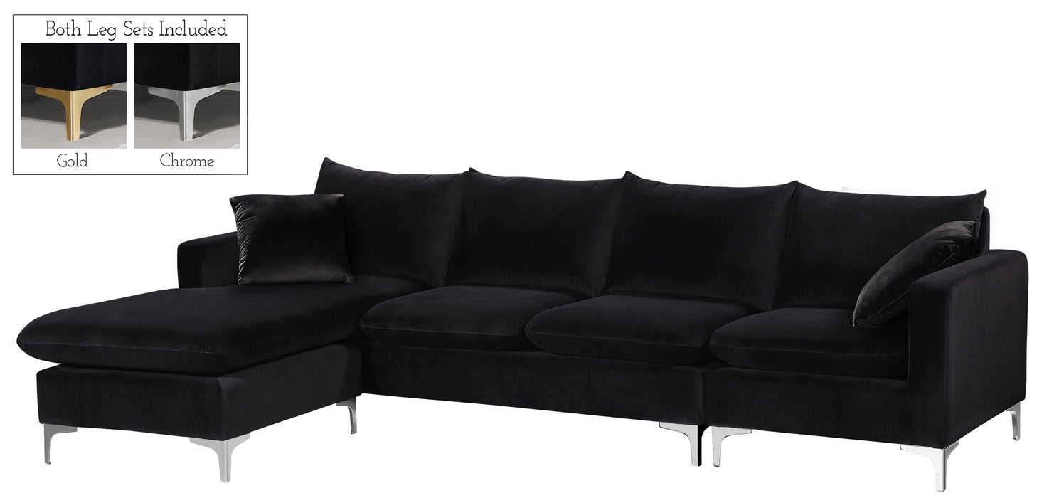 Naomi Black Velvet 2pc. Reversible Sectional - Furniture Stars (Chicago, IL)