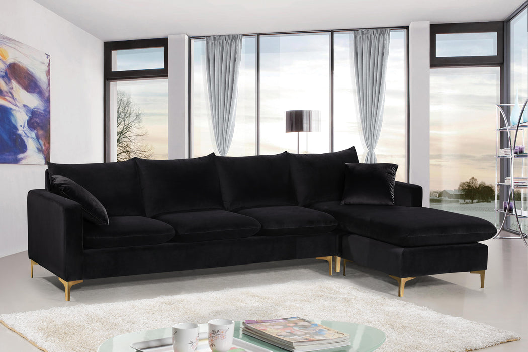 Naomi Black Velvet 2pc. Reversible Sectional - Furniture Stars (Chicago, IL)