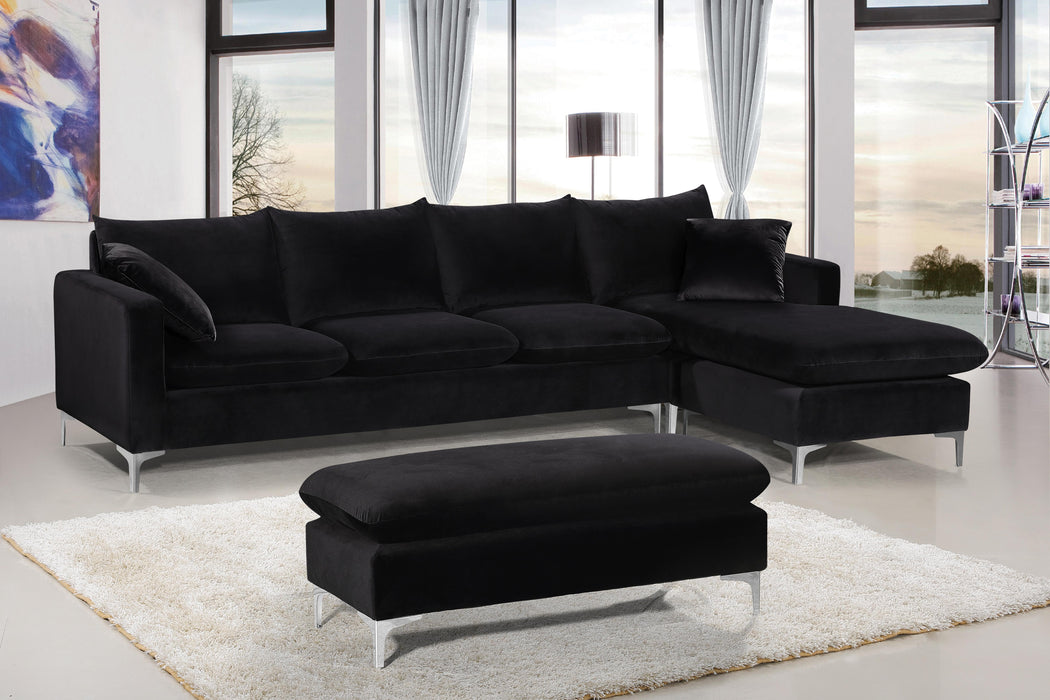 Naomi Black Velvet 2pc. Reversible Sectional - Furniture Stars (Chicago, IL)