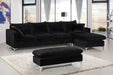 Naomi Black Velvet 2pc. Reversible Sectional - Furniture Stars (Chicago, IL)