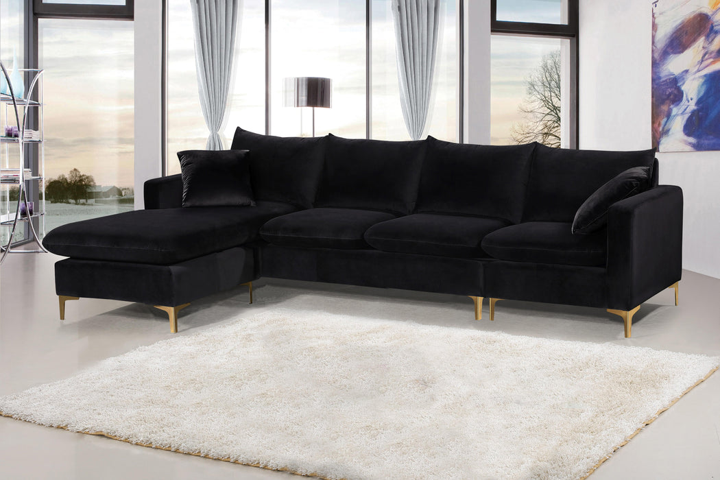 Naomi Black Velvet 2pc. Reversible Sectional - Furniture Stars (Chicago, IL)