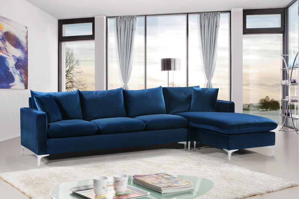 Naomi Navy Velvet 2pc. Reversible Sectional