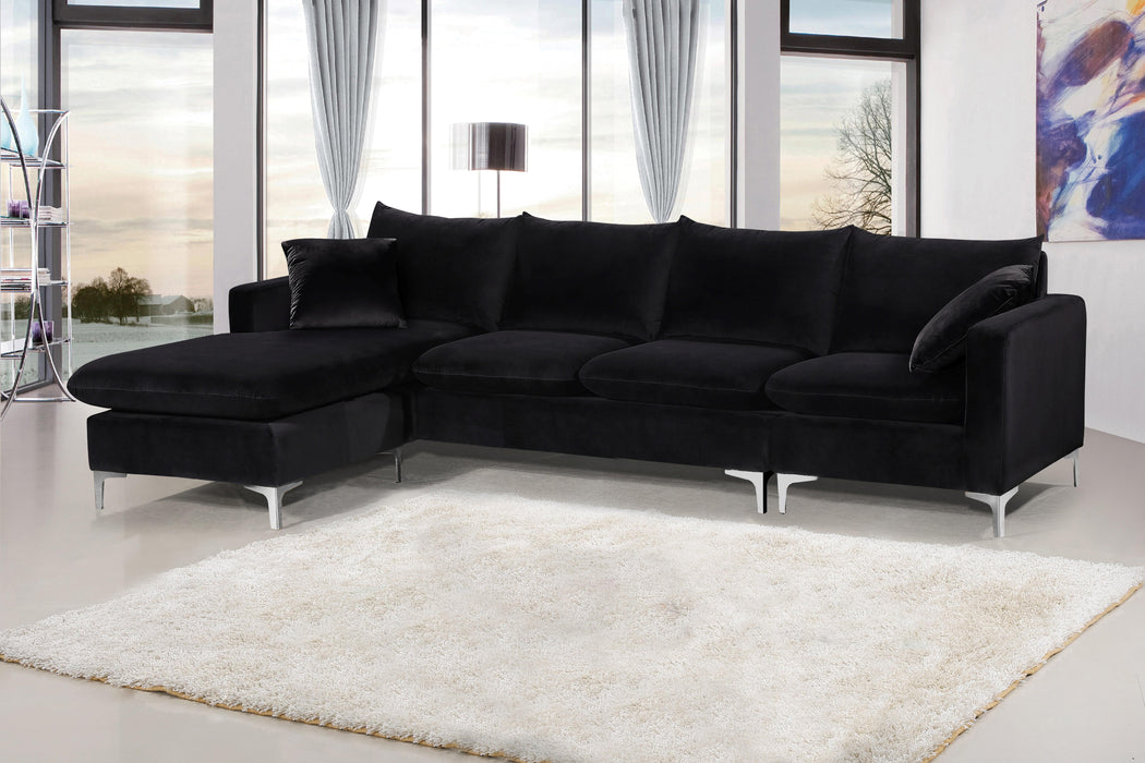 Naomi Black Velvet 2pc. Reversible Sectional - Furniture Stars (Chicago, IL)