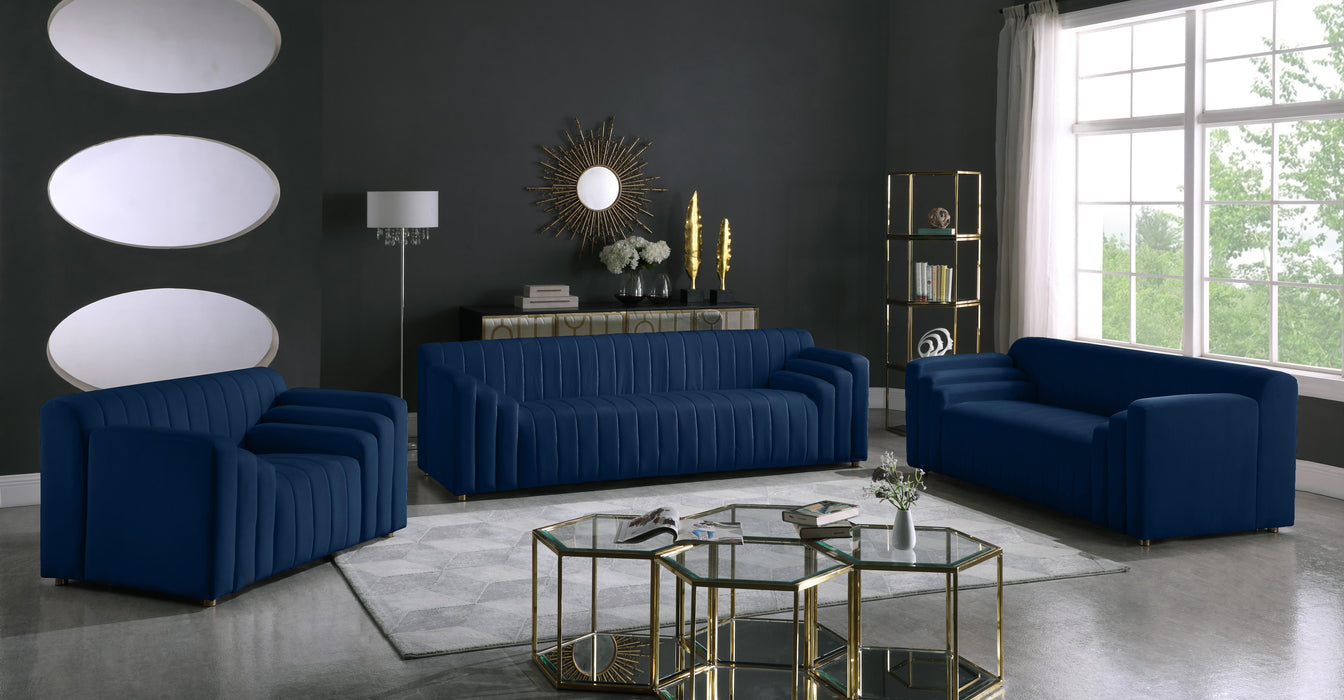 Naya Navy Velvet Loveseat - Furniture Stars (Chicago, IL)