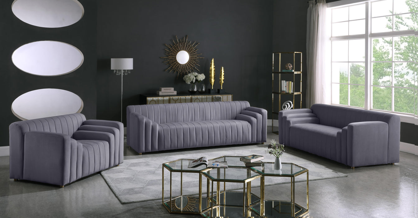 Naya Grey Velvet Sofa - Furniture Stars (Chicago, IL)