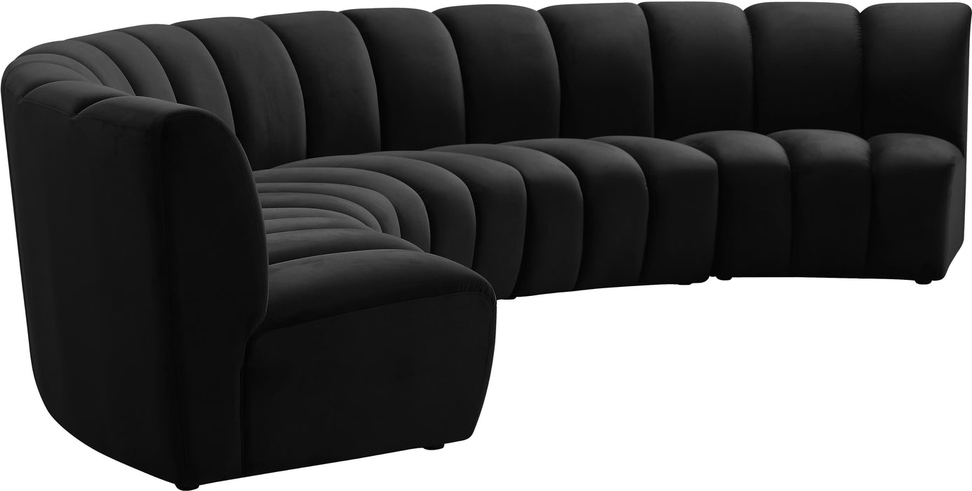 Infinity Black Velvet 5pc. Modular Sectional