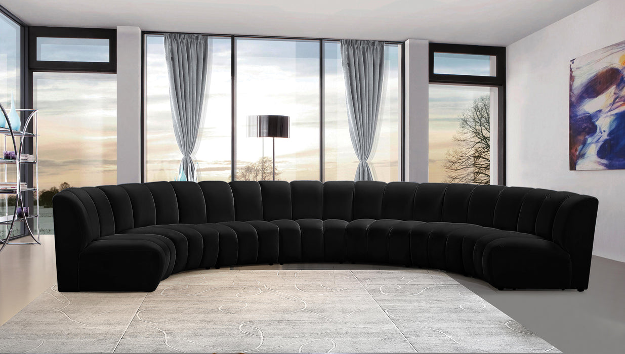 Infinity Black Velvet 7pc. Modular Sectional