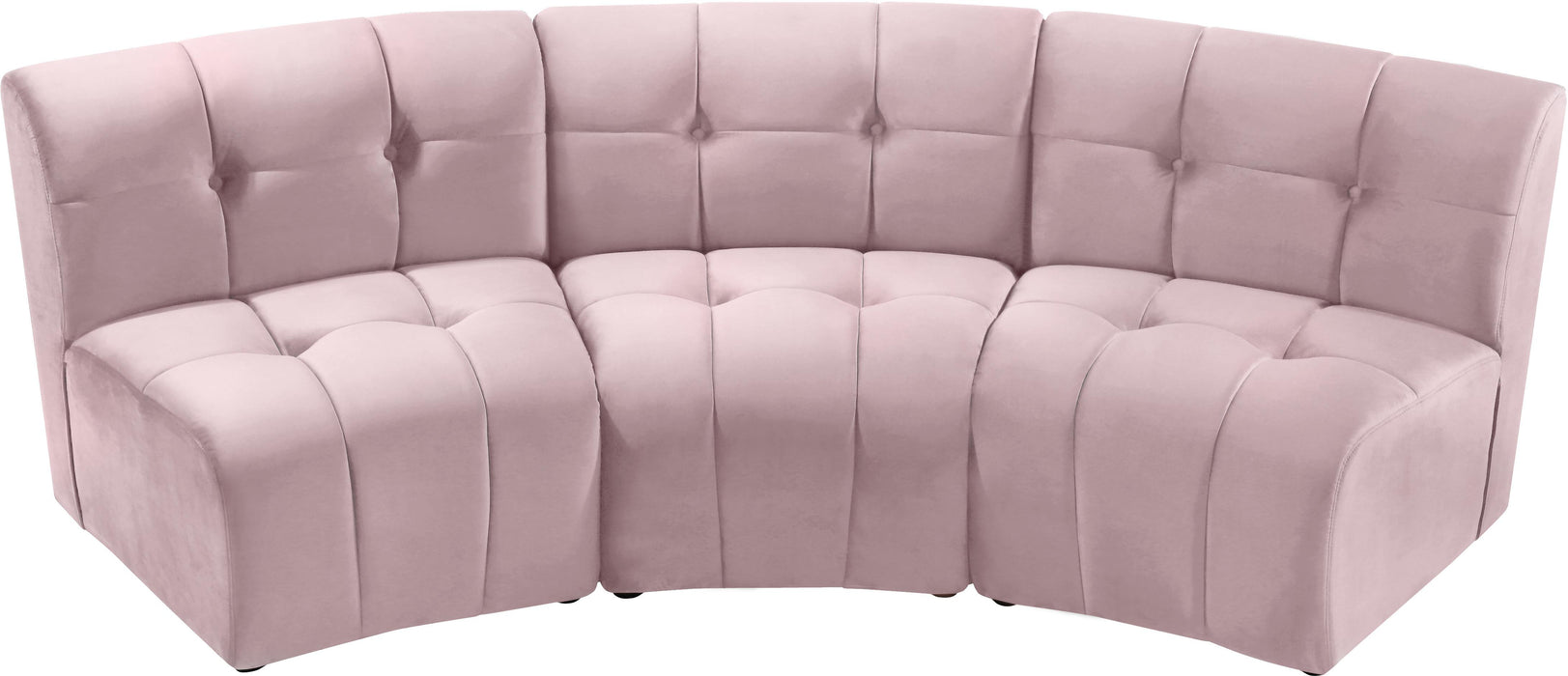 Limitless Pink Velvet 3pc. Modular Sectional