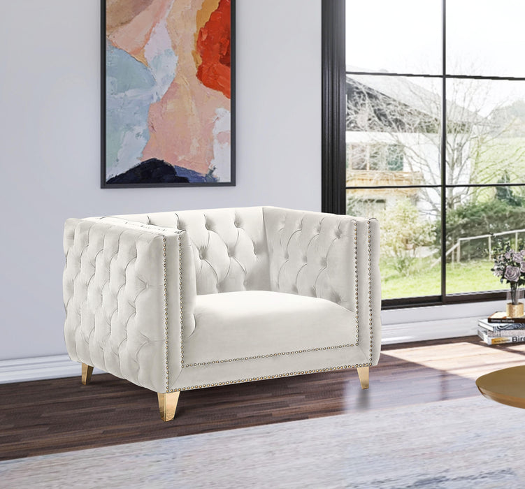 Michelle Cream Velvet Chair - Furniture Stars (Chicago, IL)