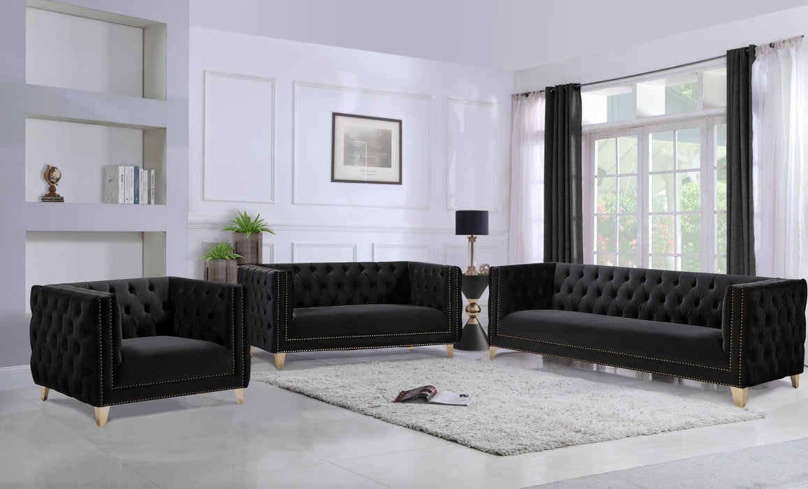 Michelle Black Velvet Loveseat - Furniture Stars (Chicago, IL)
