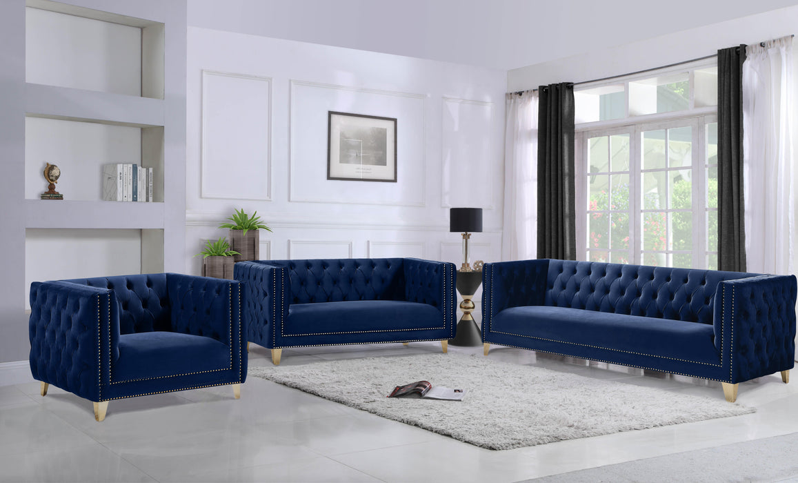 Michelle Navy Velvet Loveseat - Furniture Stars (Chicago, IL)