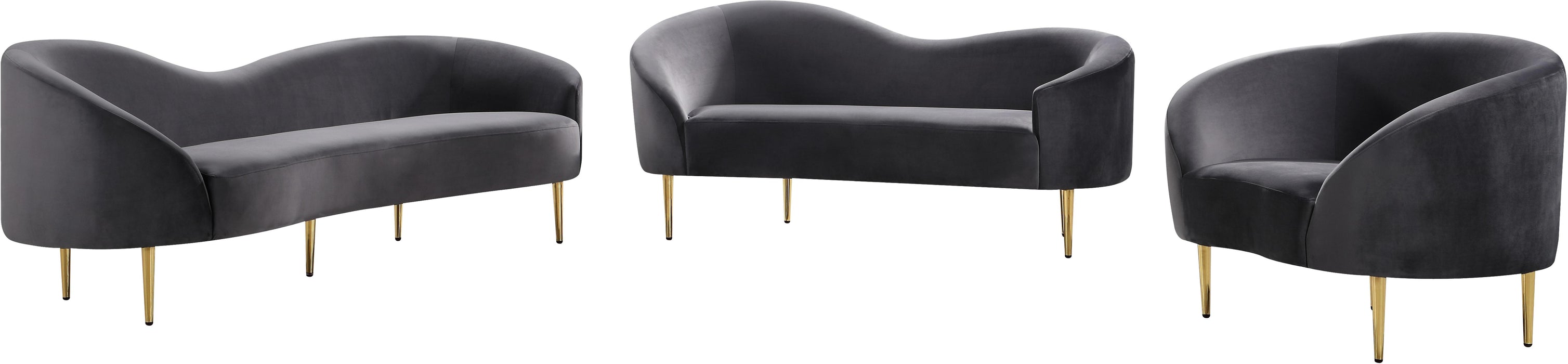 Ritz Grey Velvet Loveseat - Furniture Stars (Chicago, IL)