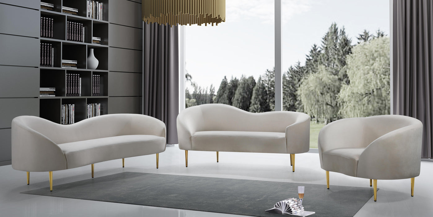 Ritz Cream Velvet Sofa - Furniture Stars (Chicago, IL)