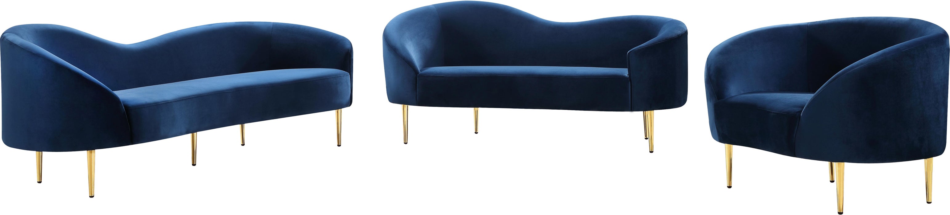 Ritz Navy Velvet Loveseat - Furniture Stars (Chicago, IL)