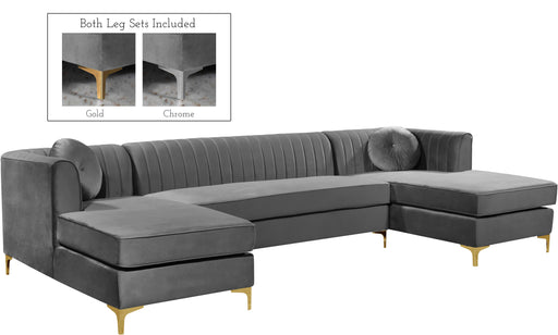 Graham Grey Velvet 3pc. Sectional image