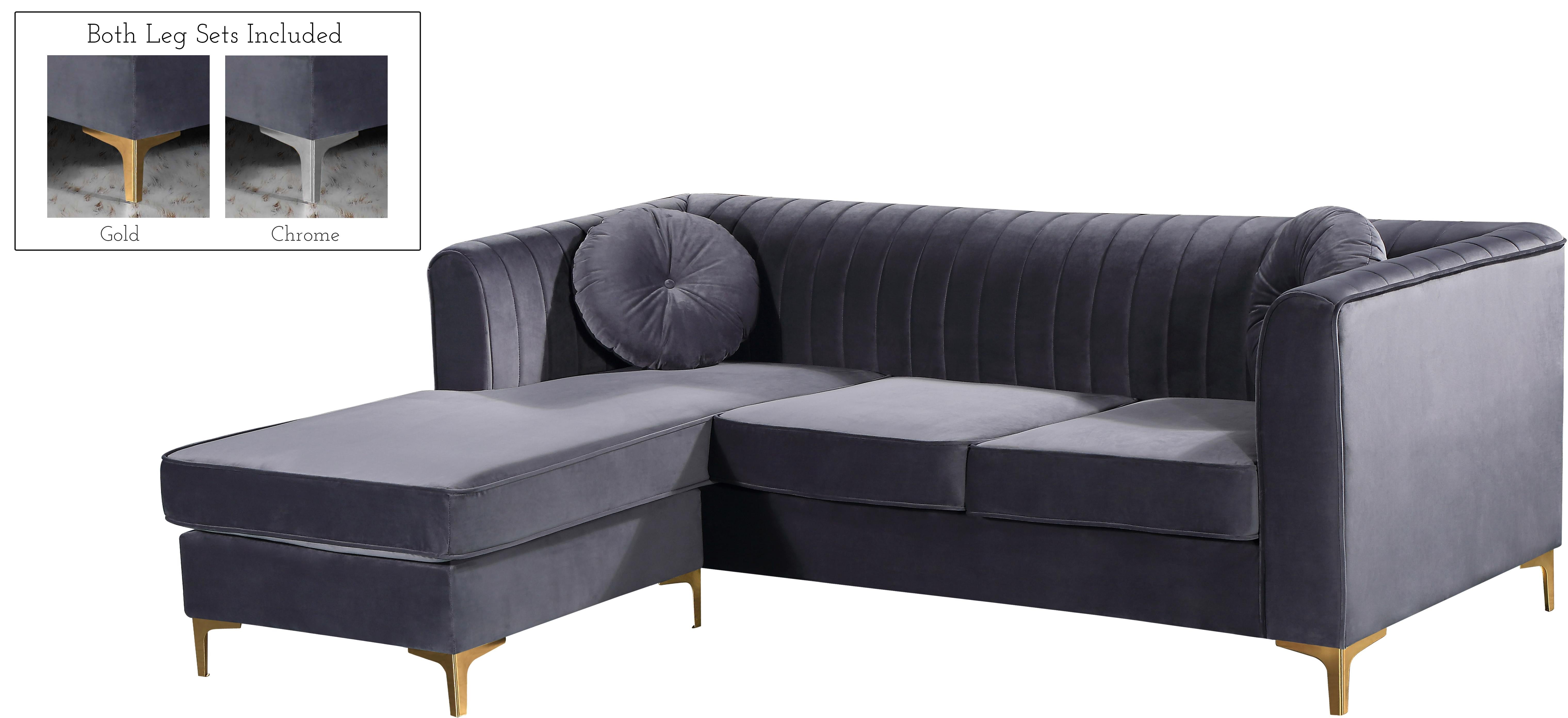 Eliana Grey Velvet 2pc. Reversible Sectional | Furniture Stars