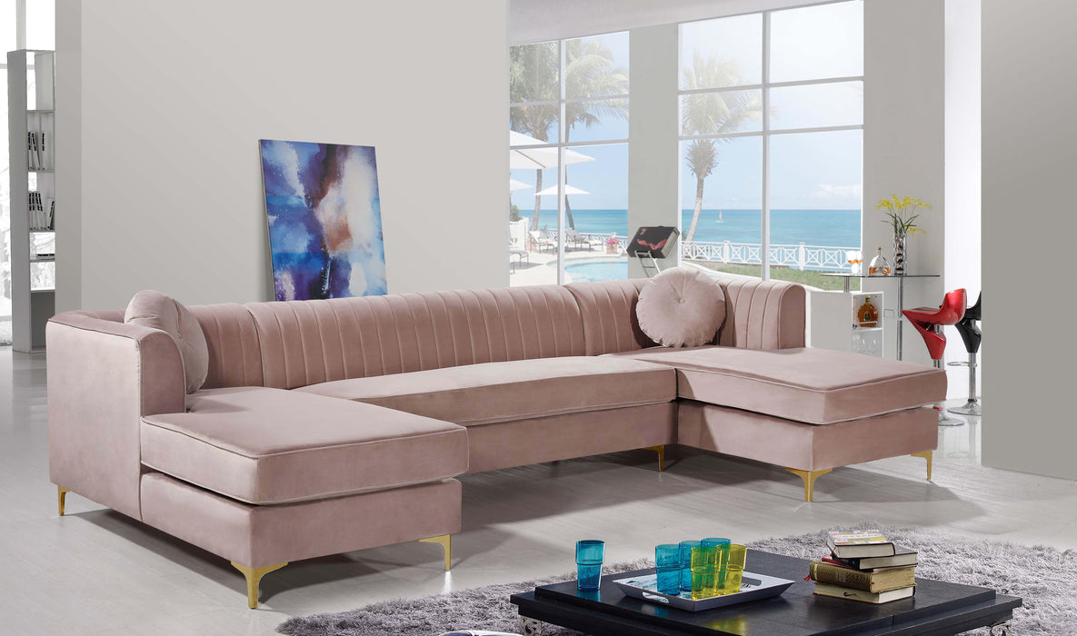 Graham Pink Velvet 3pc. Sectional