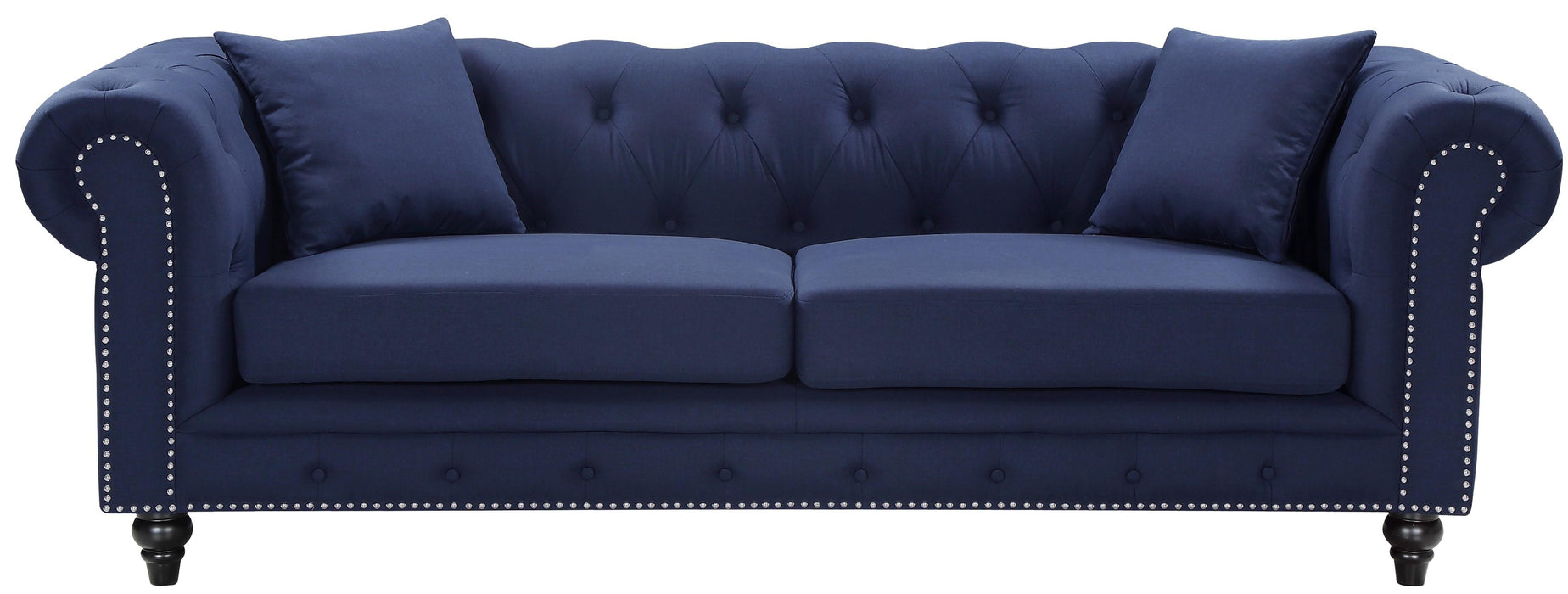 Chesterfield Navy Linen Sofa