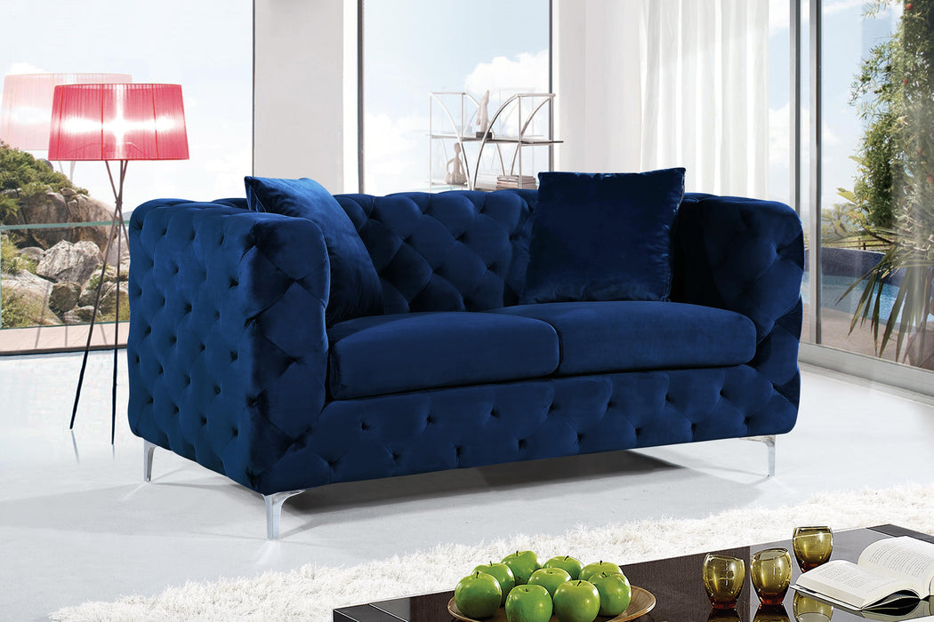 Scarlett Navy Velvet Loveseat