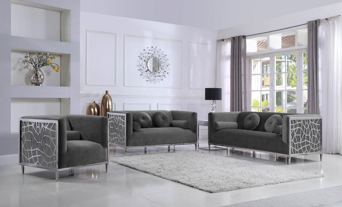 Opal Grey Velvet Loveseat - Furniture Stars (Chicago, IL)