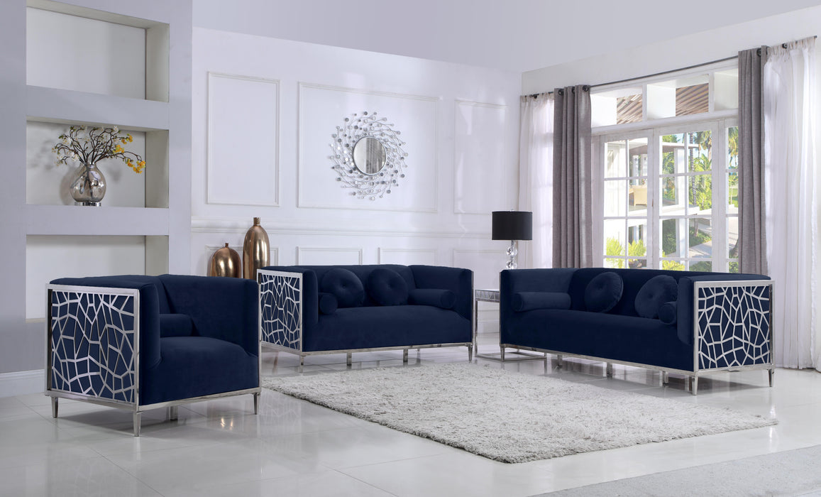 Opal Navy Velvet Sofa - Furniture Stars (Chicago, IL)