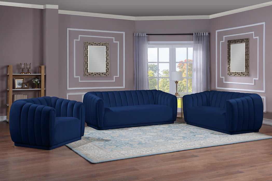 Dixie Navy Velvet Loveseat - Furniture Stars (Chicago, IL)
