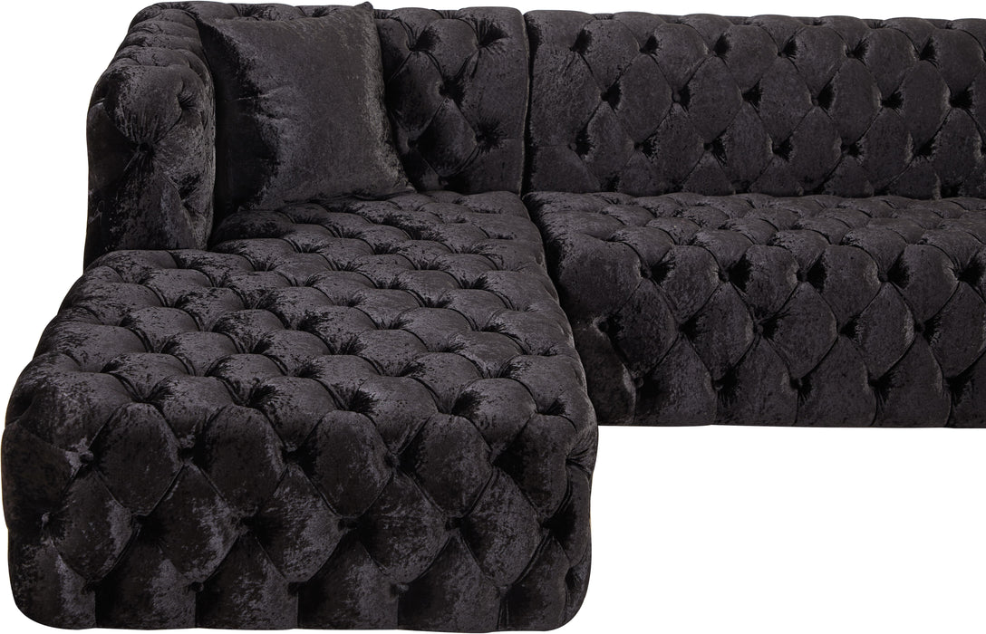 Coco Black Velvet 3pc. Sectional (3 Boxes)