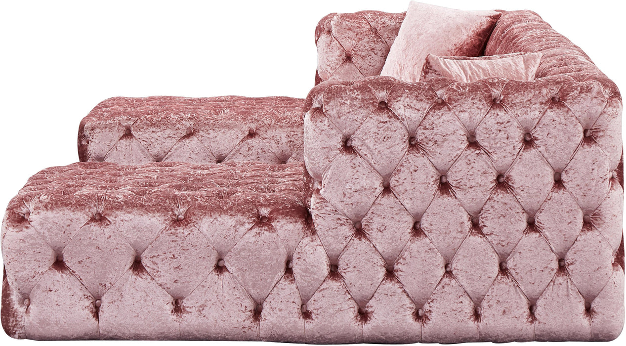 Coco Pink Velvet 3pc. Sectional (3 Boxes)