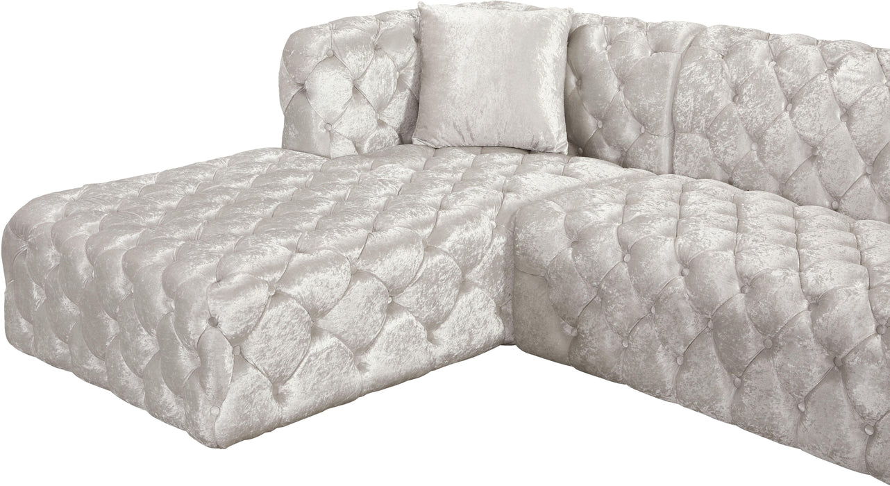 Coco White Velvet 3pc. Sectional (3 Boxes)