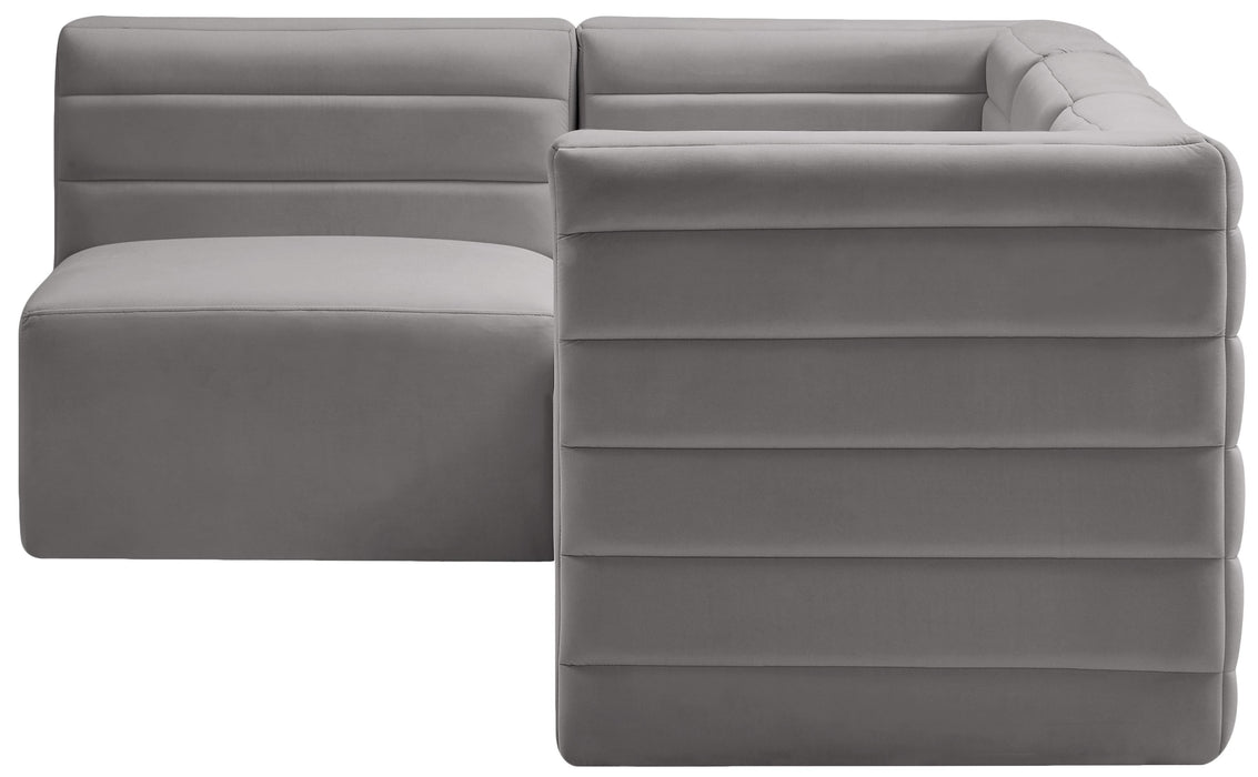 Quincy Grey Velvet Modular Sectional