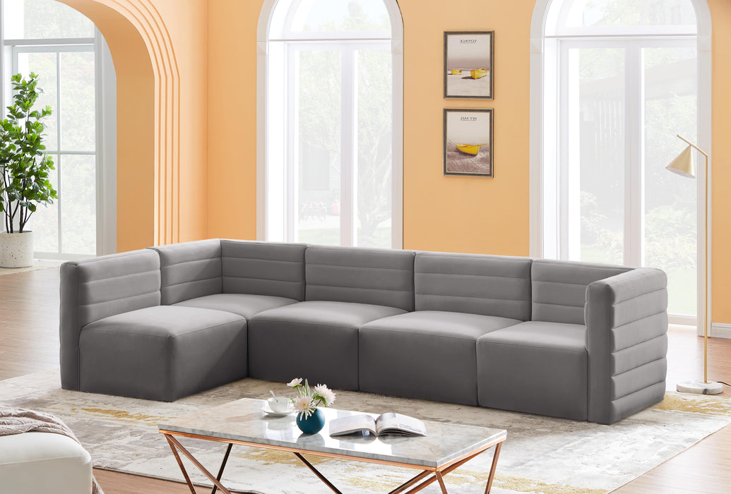 Quincy Grey Velvet Modular Sectional