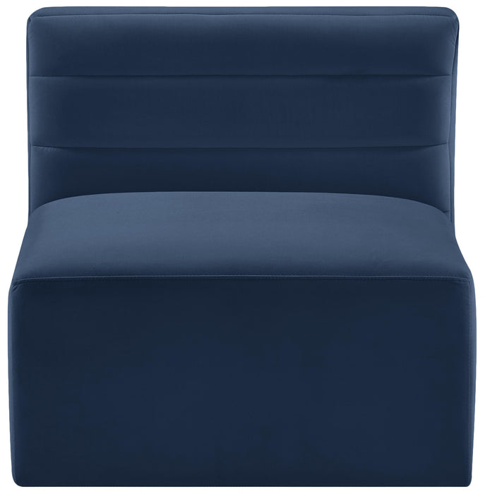 Quincy Navy Velvet Modular Armless Chair