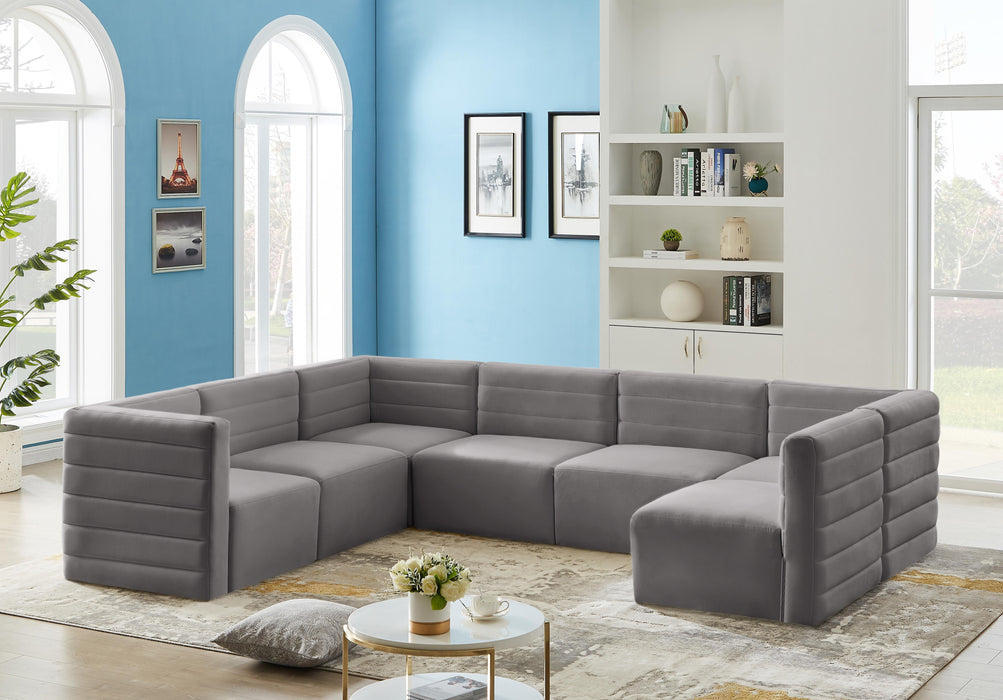 Quincy Grey Velvet Modular Sectional