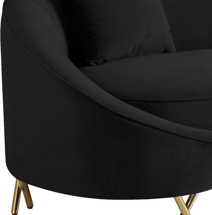 Serpentine Black Velvet Sofa - Furniture Stars (Chicago, IL)
