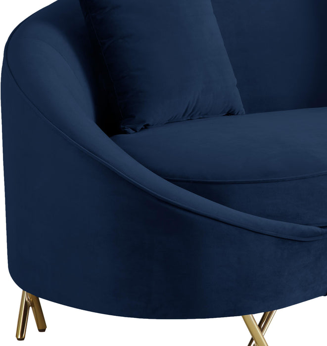 Serpentine Navy Velvet Sofa - Furniture Stars (Chicago, IL)