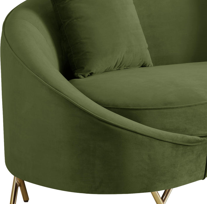 Serpentine Olive Velvet Loveseat - Furniture Stars (Chicago, IL)