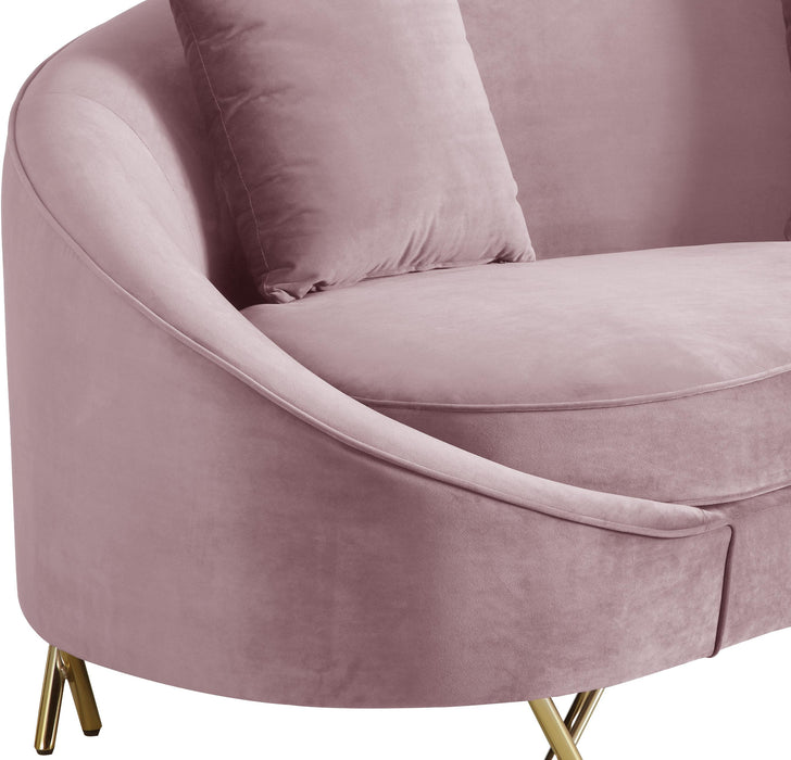 Serpentine Pink Velvet Loveseat