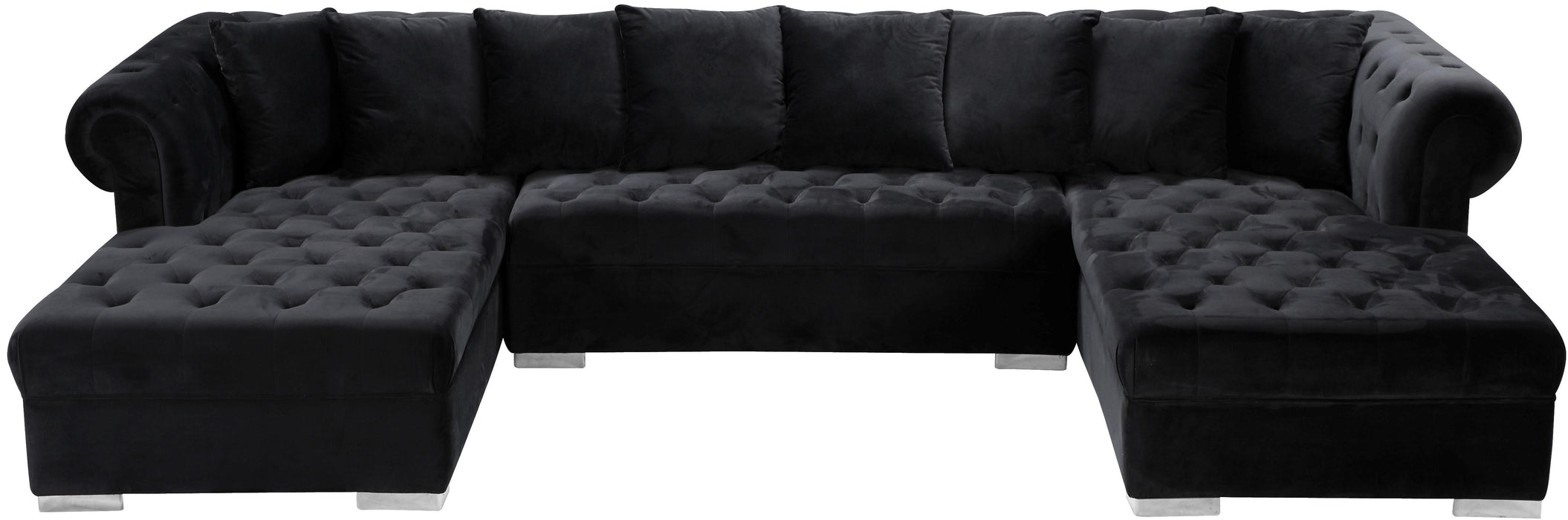 Presley Black Velvet 3pc. Sectional