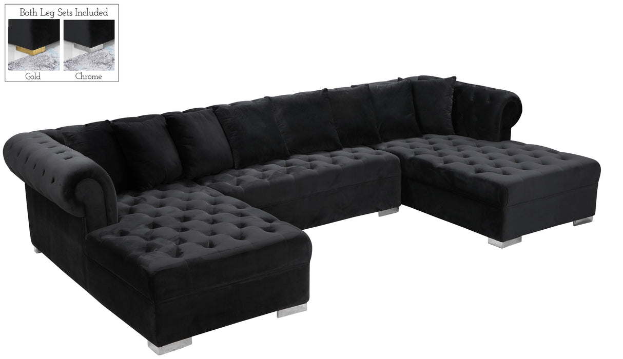 Presley Black Velvet 3pc. Sectional