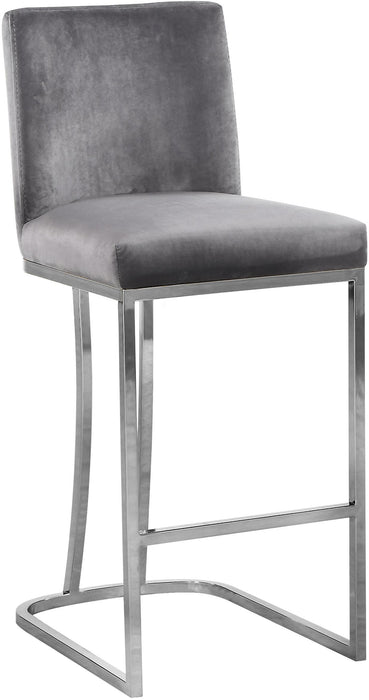 Heidi Grey Velvet Stool