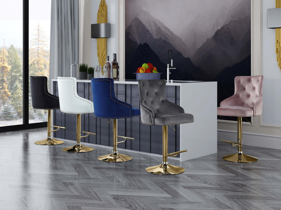Claude Grey Velvet Adjustable Stool - Furniture Stars (Chicago, IL)