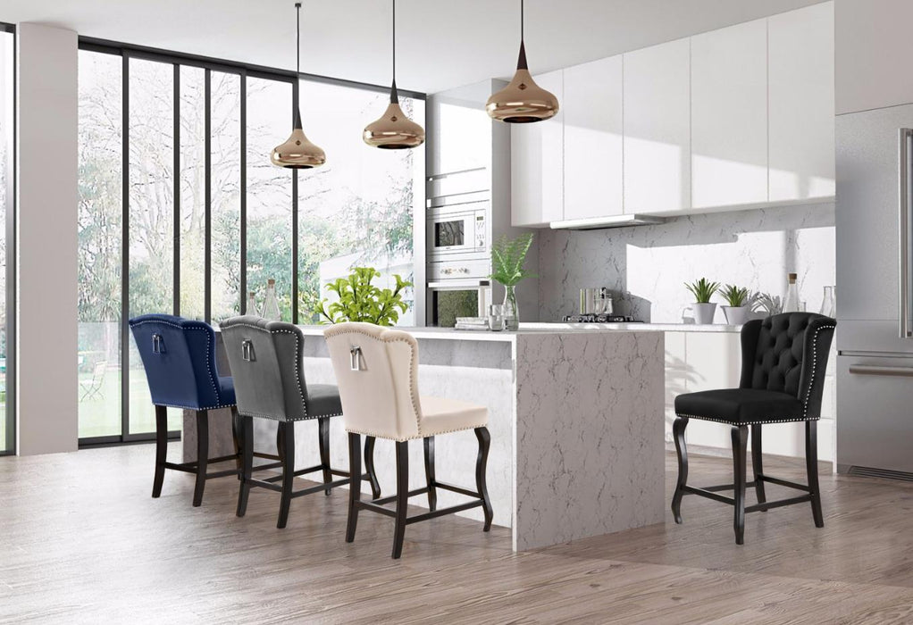 Suri Grey Velvet Stool - Furniture Stars (Chicago, IL)