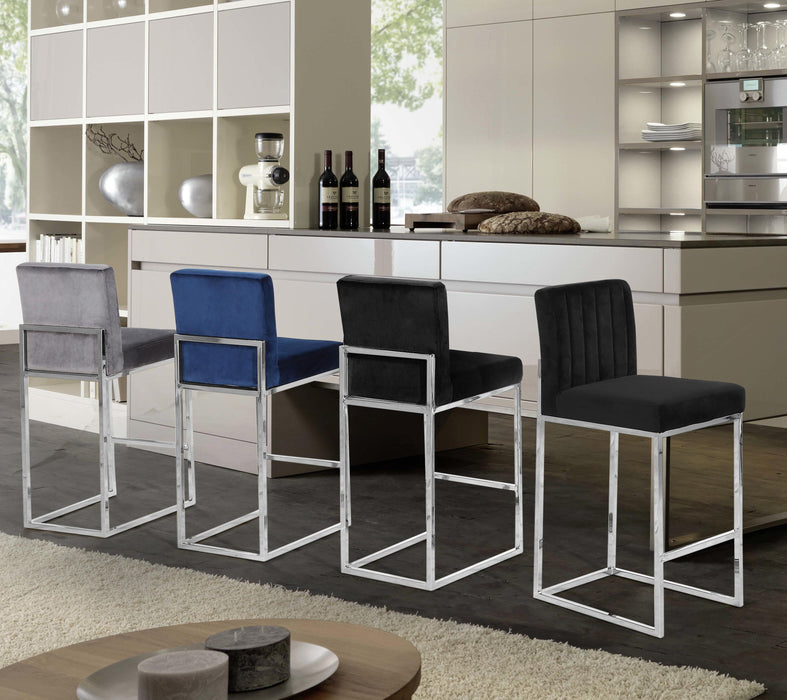 Giselle Grey Velvet Stool - Furniture Stars (Chicago, IL)
